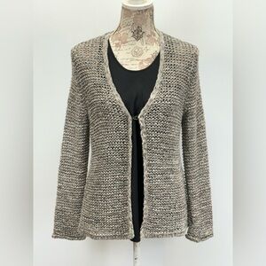 KENAR Women's taupe/Gray open Knit Cardigan size M